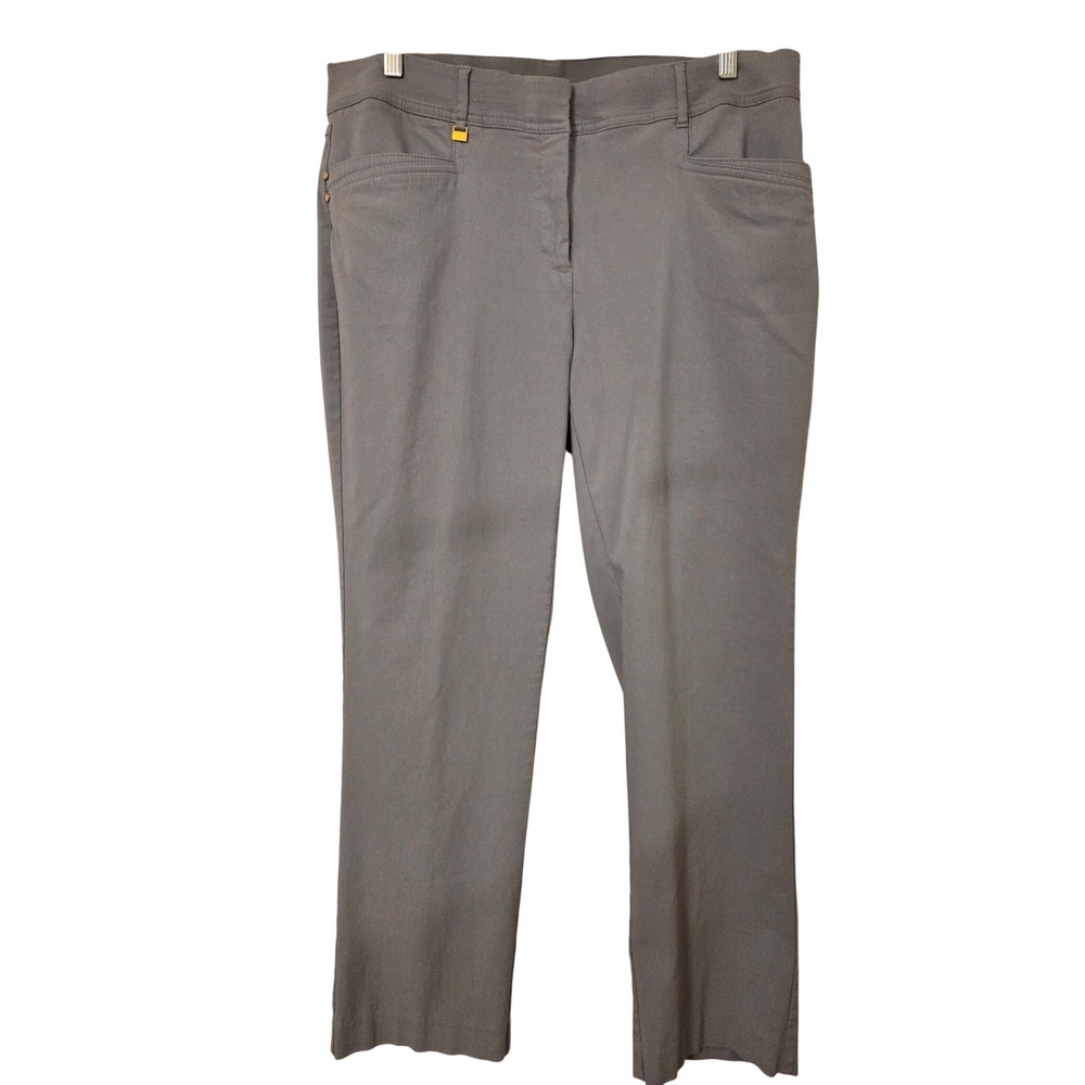 JM Collection Women Gray Straight Leg Ankle Pants‎ Size 14S